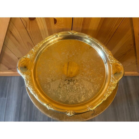 Vintage Gold Plated Coffee Tea Tray (5703) - Picture 1 of 6